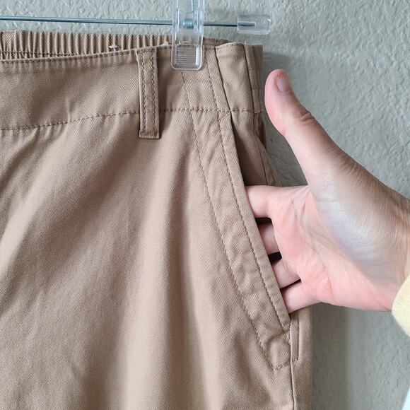 Talbots Jogger Pants SZ Medium Tan Khaki Cotton Lyocell Elastic Waist Pockets - Picture 3 of 12